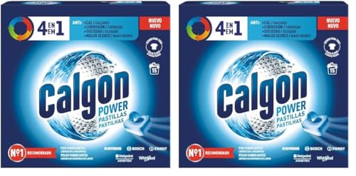 Calgon Powerball Pastillas - Antical para la Lavadora, Elimina Olores y Suciedad, en formato pastillas, 15 unidades (Paquete de 2)