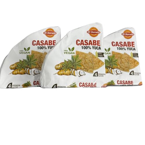 3 pack Casabe venezolano, pan de yuca 308gr, vegano, sin gluten, crujiente, hecho de yuca