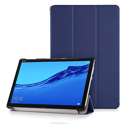 Simpeak Funda Compatible con Huawei Mediapad M5 Lite 10, Funda Compatible con Huawei Mediapad M5 Lite 10 Multi-Angulo Cubierta Folio con el Soporte Reposo Despertador Slim Smart PU Plegable Case,Azul