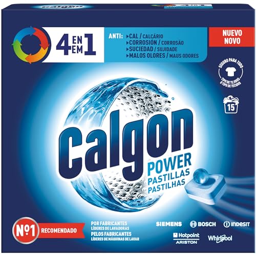 Calgon Powerball Pastillas - Antical para la Lavadora, Elimina Olores y Suciedad, en formato pastillas, 15 unidades