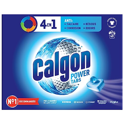Calgon Powerball Pastillas - Antical para la Lavadora, Elimina Olores y Suciedad, en formato pastillas, 48 unidades
